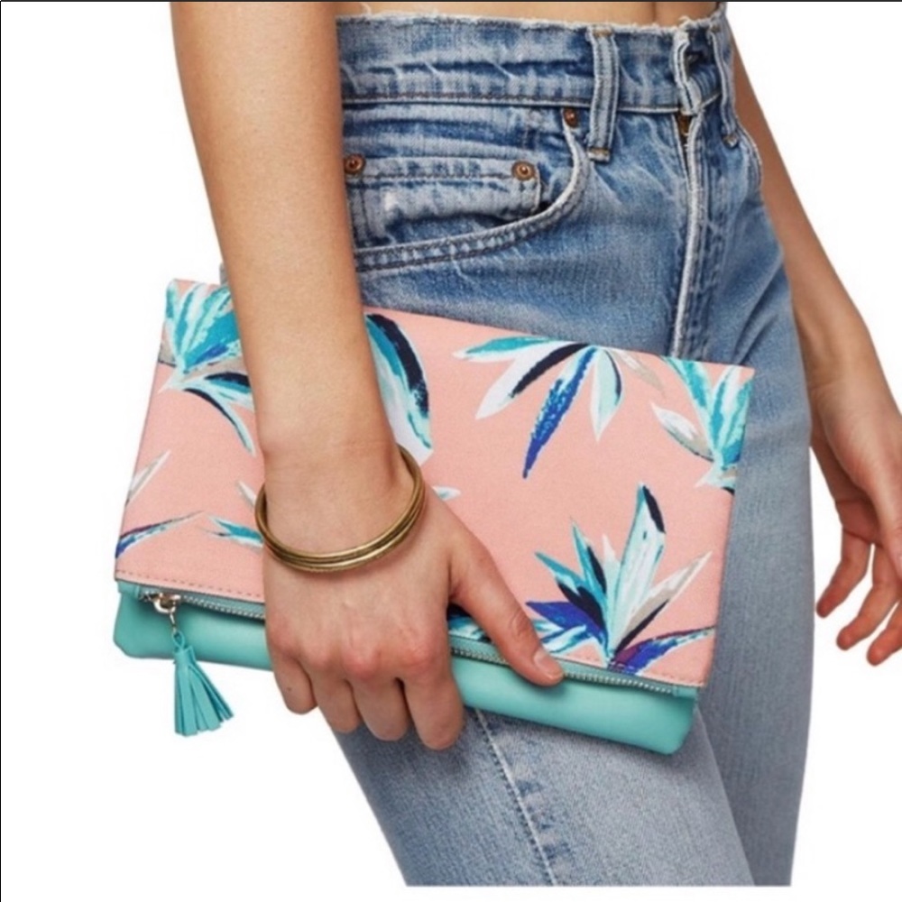 New Rachel Pally Reversible Clutch, Flower Clutch, Birds of Paradise Bag